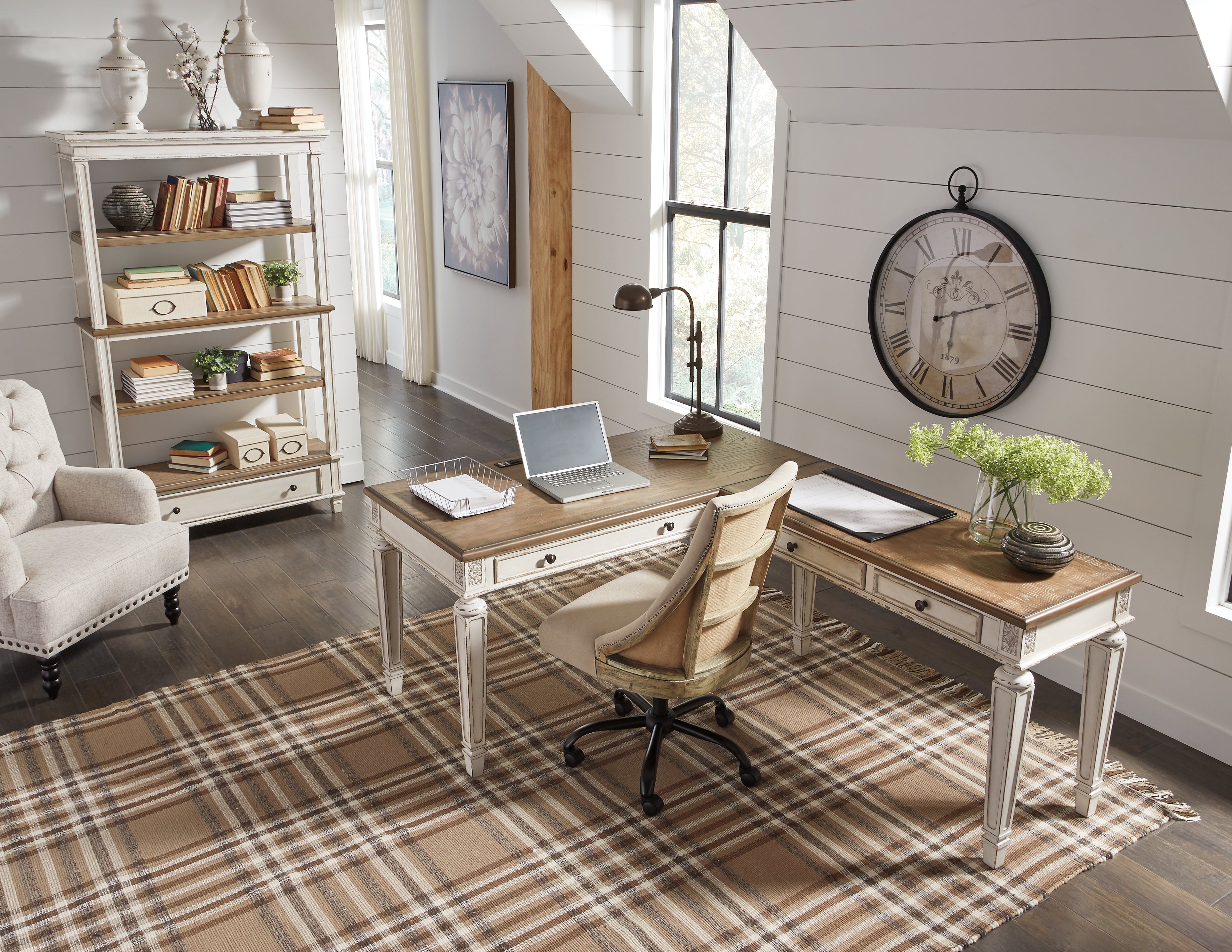 Furniture City Laplace - Ashley Furniture - Realyn Office Desk - 2-Piece Home Office Desk - H743H1