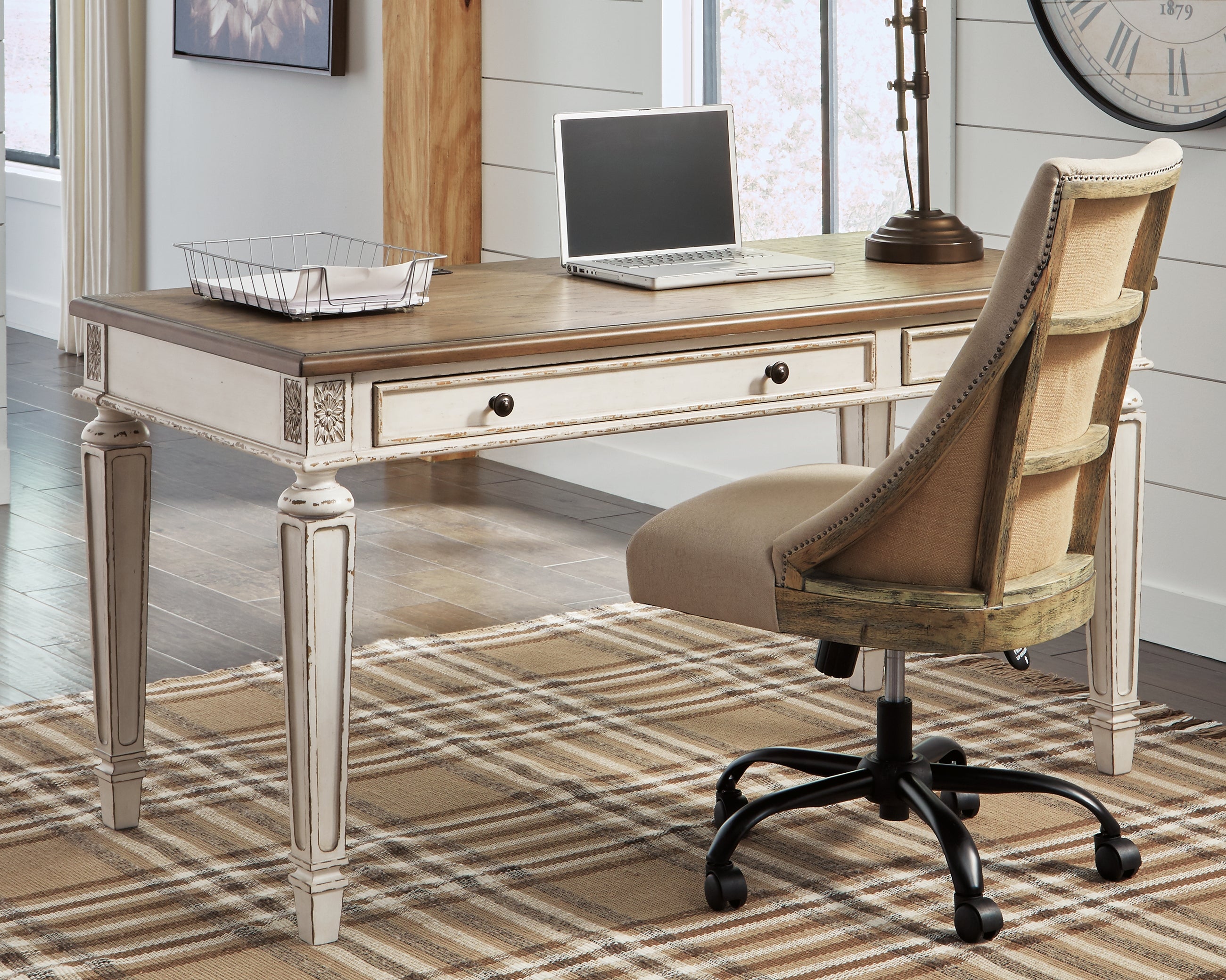 Furniture City Laplace - Ashley Furniture - Realyn Office Desk - Home Office Desk / White/Brown - H743-34
