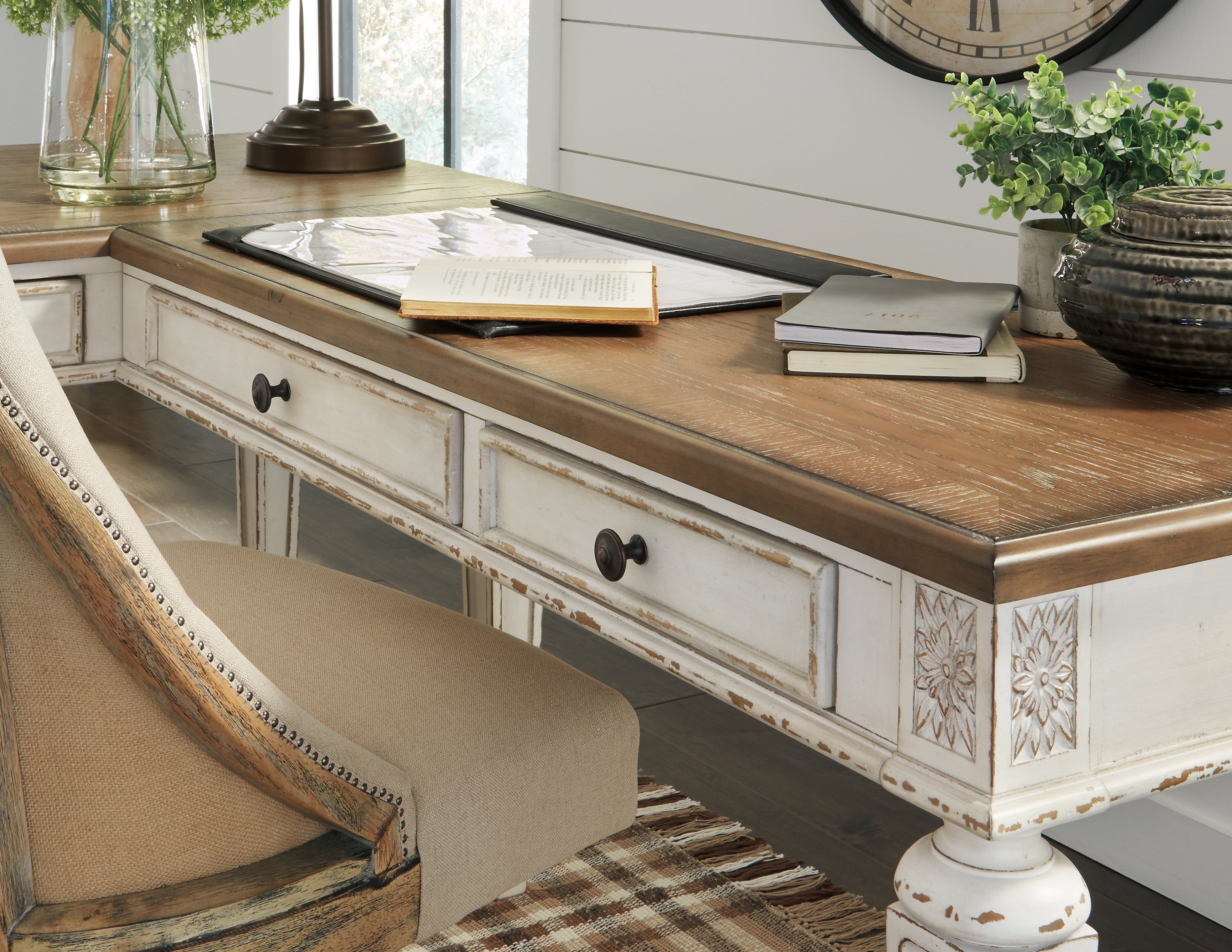 Furniture City Laplace - Ashley Furniture - Realyn Office Desk - 2-Piece Home Office Desk - H743H1