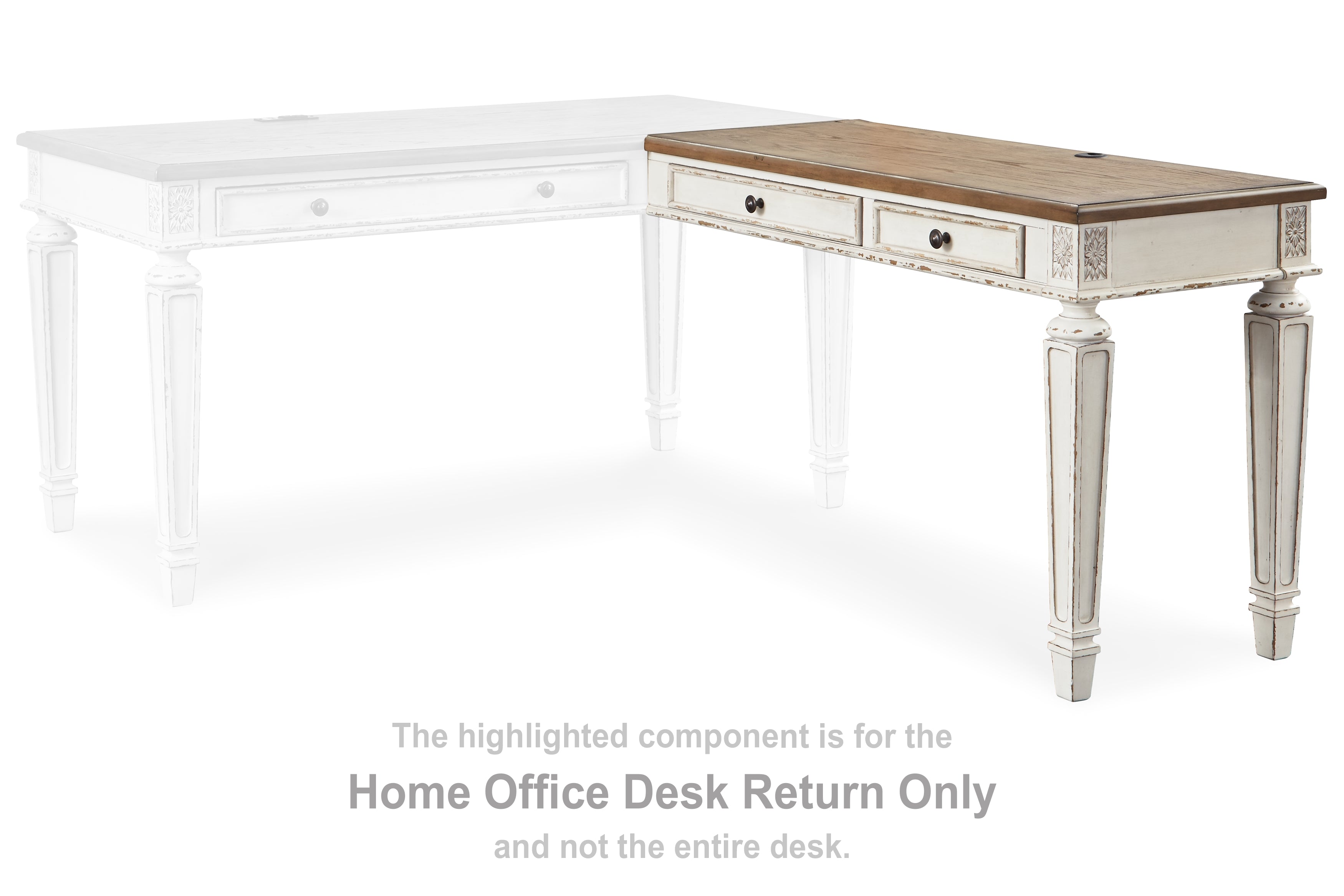 Furniture City Laplace - Ashley Furniture - Realyn Office Desk - Home Office Desk Return / White/Brown - H743-34R