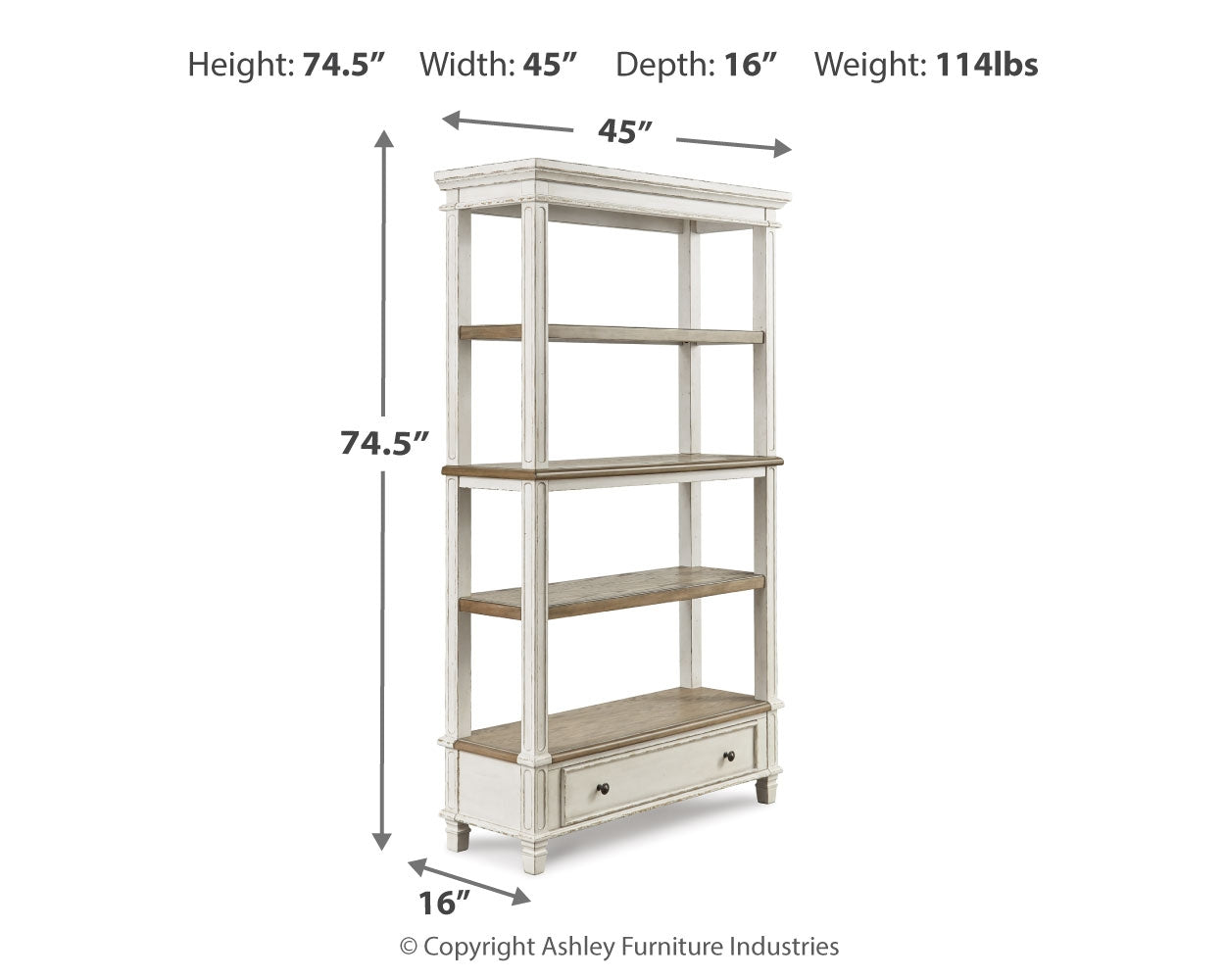 Furniture City Laplace - Ashley Furniture - Realyn Bookcase - Bookcase / Brown/White - H743-70