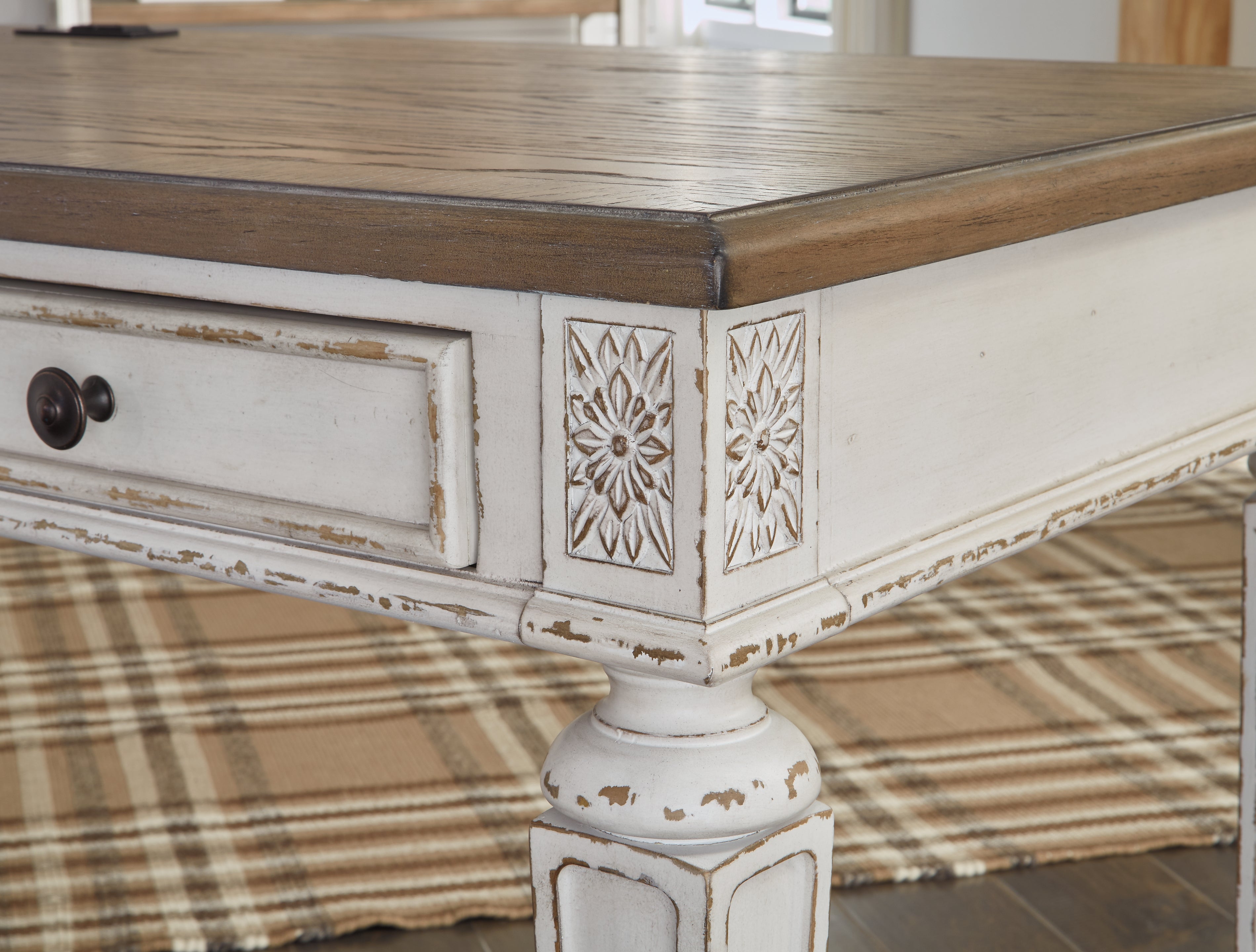 Furniture City Laplace - Ashley Furniture - Realyn Office Desk - Home Office Desk Return / White/Brown - H743-34R