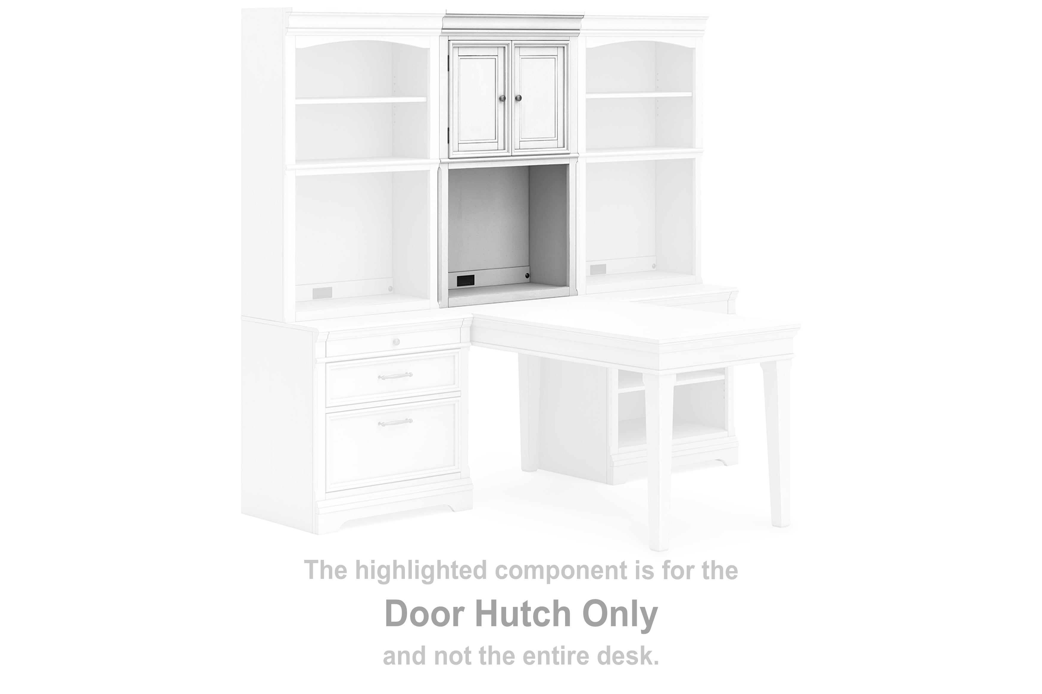 Furniture City Laplace - Ashley Furniture - Kanwyn Bookcase - Door Hutch / Whitewash - H777-41T