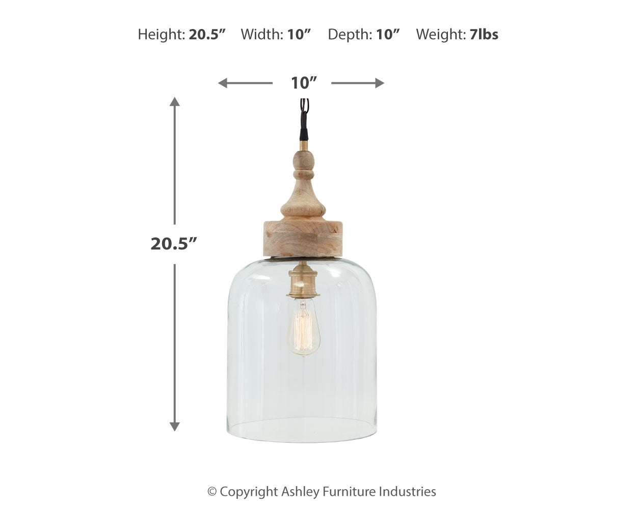Furniture City Laplace - Ashley Furniture - Faiz Lighting - Glass Pendant Light (1/CN) - L000148