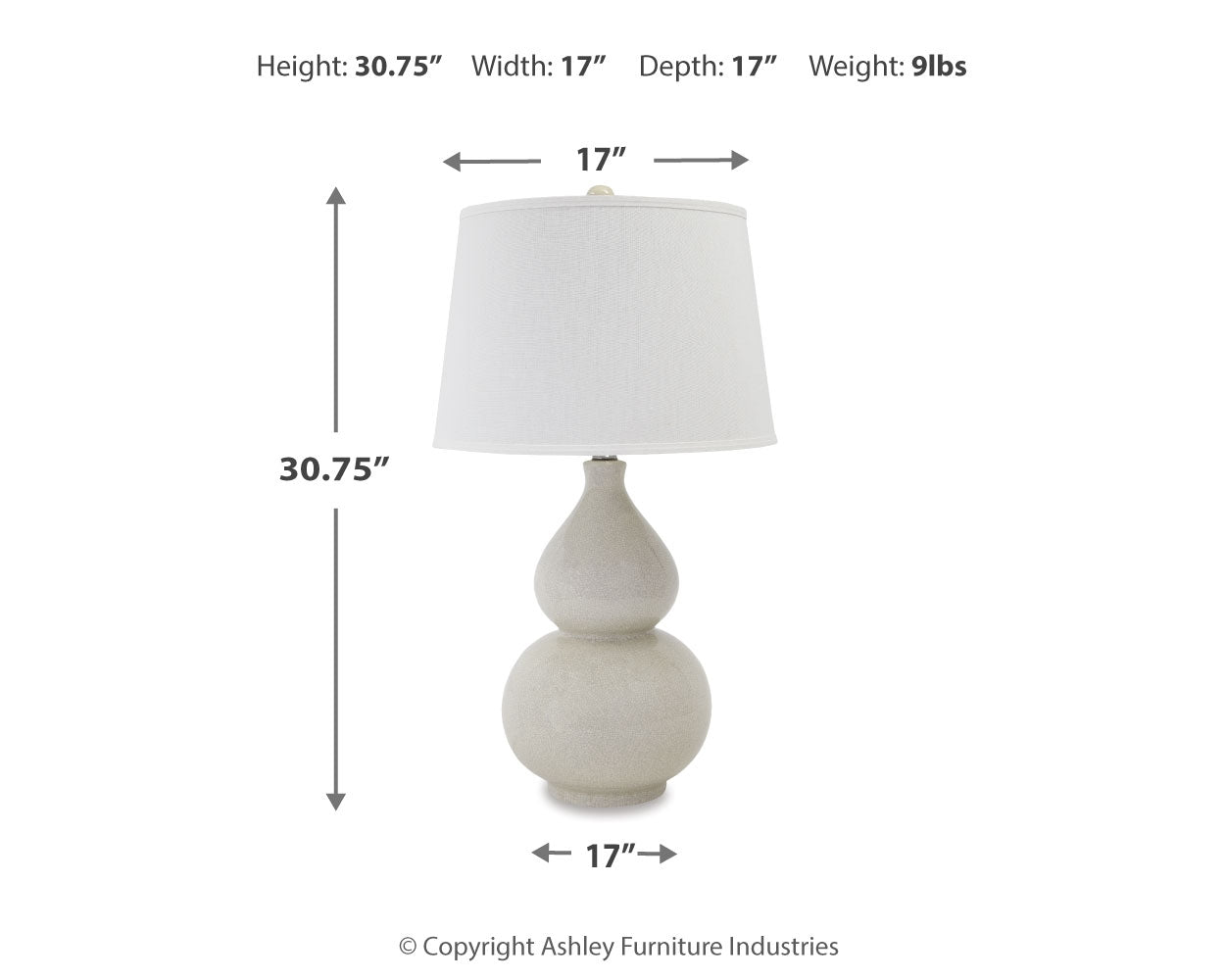 Furniture City Laplace - Ashley Furniture - Saffi Lighting - Ceramic Table Lamp (1/CN) / Cream - L100074