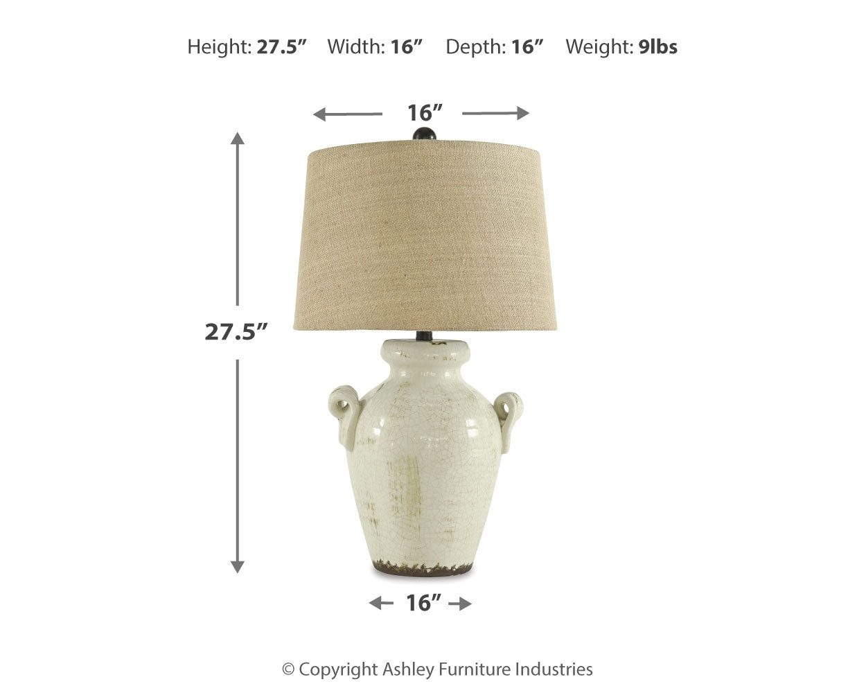 Furniture City Laplace - Ashley Furniture - Emelda Lighting - Ceramic Table Lamp (1/CN) / Cream - L100664