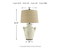 Furniture City Laplace - Ashley Furniture - Emelda Lighting - Ceramic Table Lamp (1/CN) / Cream - L100664