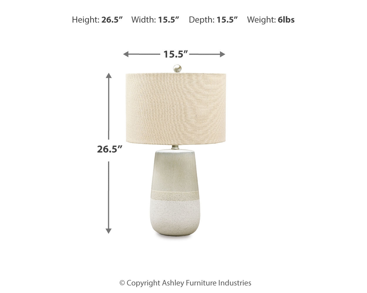Furniture City Laplace - Ashley Furniture - Shavon Lighting - Ceramic Table Lamp (1/CN) / Beige/White - L100724
