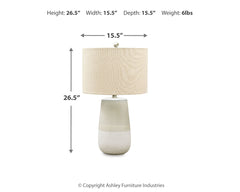 Furniture City Laplace - Ashley Furniture - Shavon Lighting - Ceramic Table Lamp (1/CN) / Beige/White - L100724
