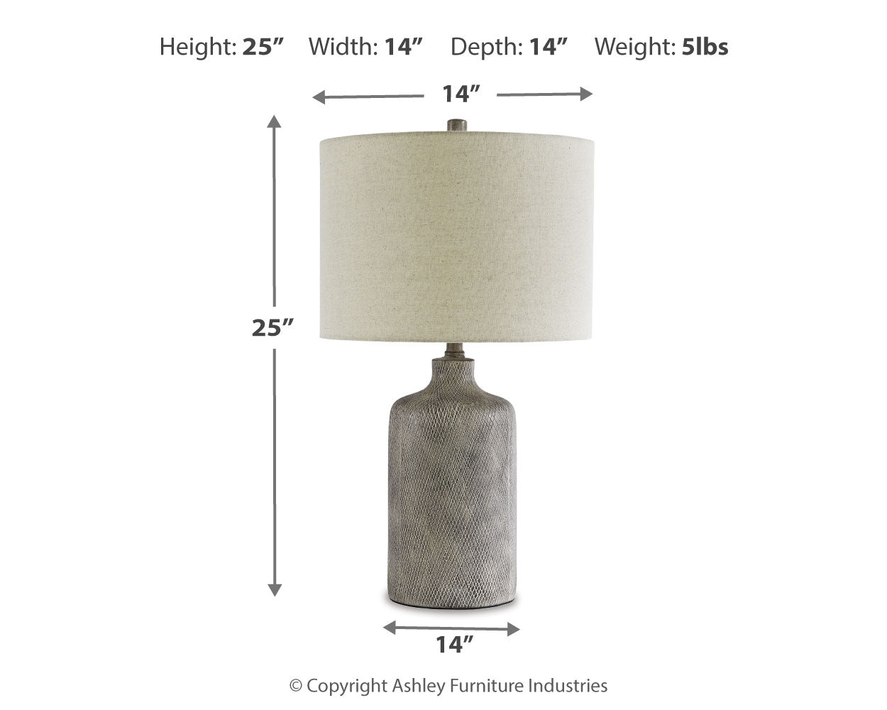 Furniture City Laplace - Ashley Furniture - Linus Lighting - Ceramic Table Lamp (1/CN) - L117964