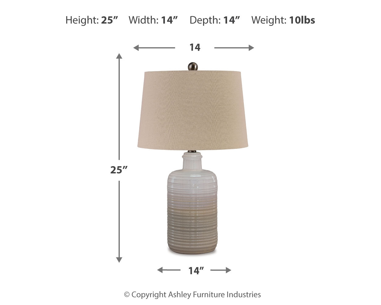 Furniture City Laplace - Ashley Furniture - Marnina Lighting - Ceramic Table Lamp (Set of 2) / Taupe - L121854