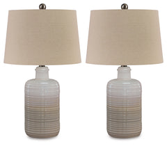 Furniture City Laplace - Ashley Furniture - Marnina Lighting - Ceramic Table Lamp (Set of 2) / Taupe - L121854