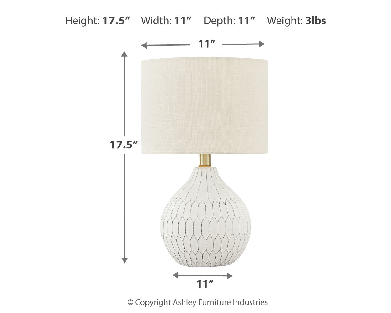 Furniture City Laplace - Ashley Furniture - Wardmont Lighting - Ceramic Table Lamp (1/CN) / White - L180094