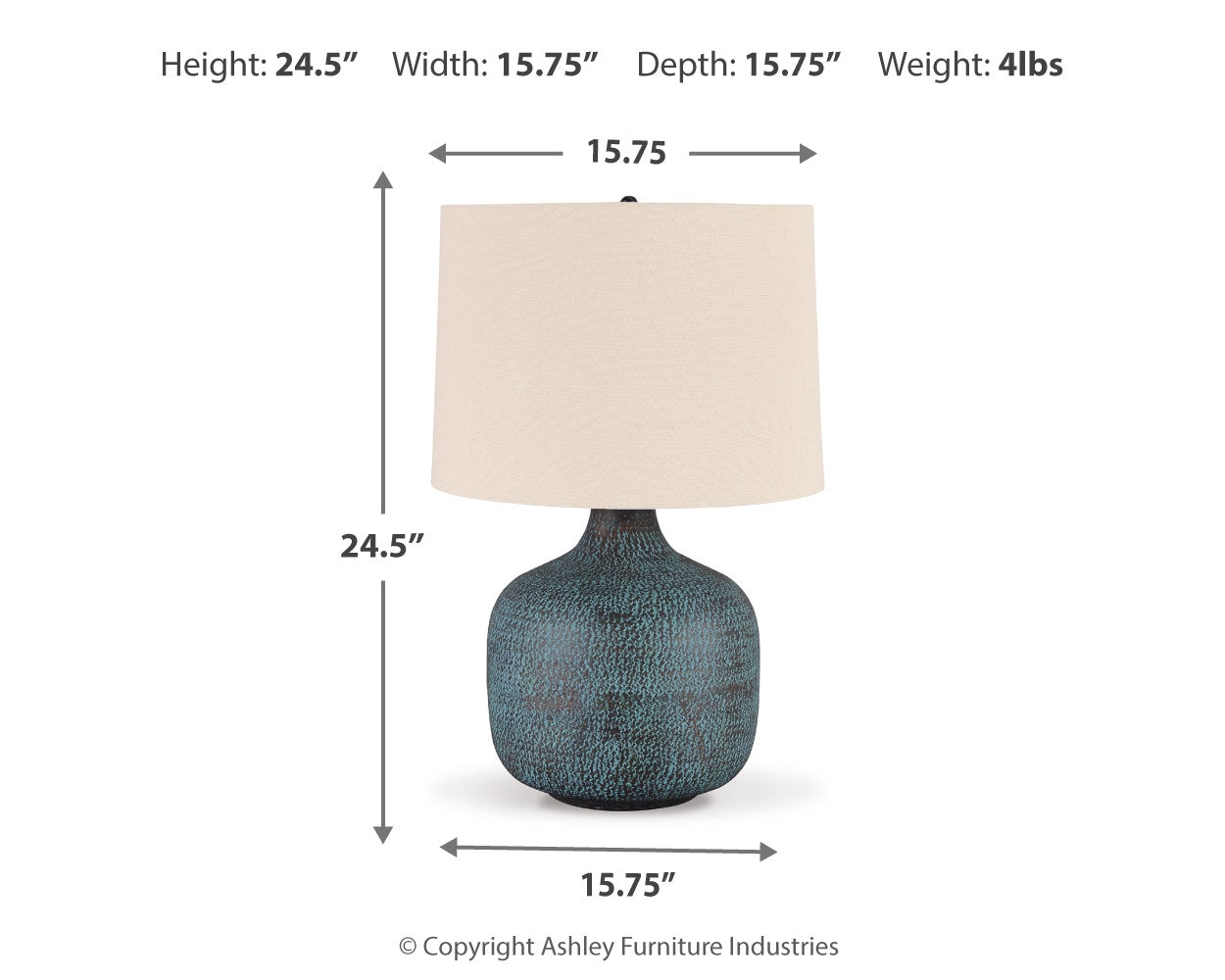 Furniture City Laplace - Ashley Furniture - Malthace Lighting - Metal Table Lamp (1/CN) / Patina - L207304