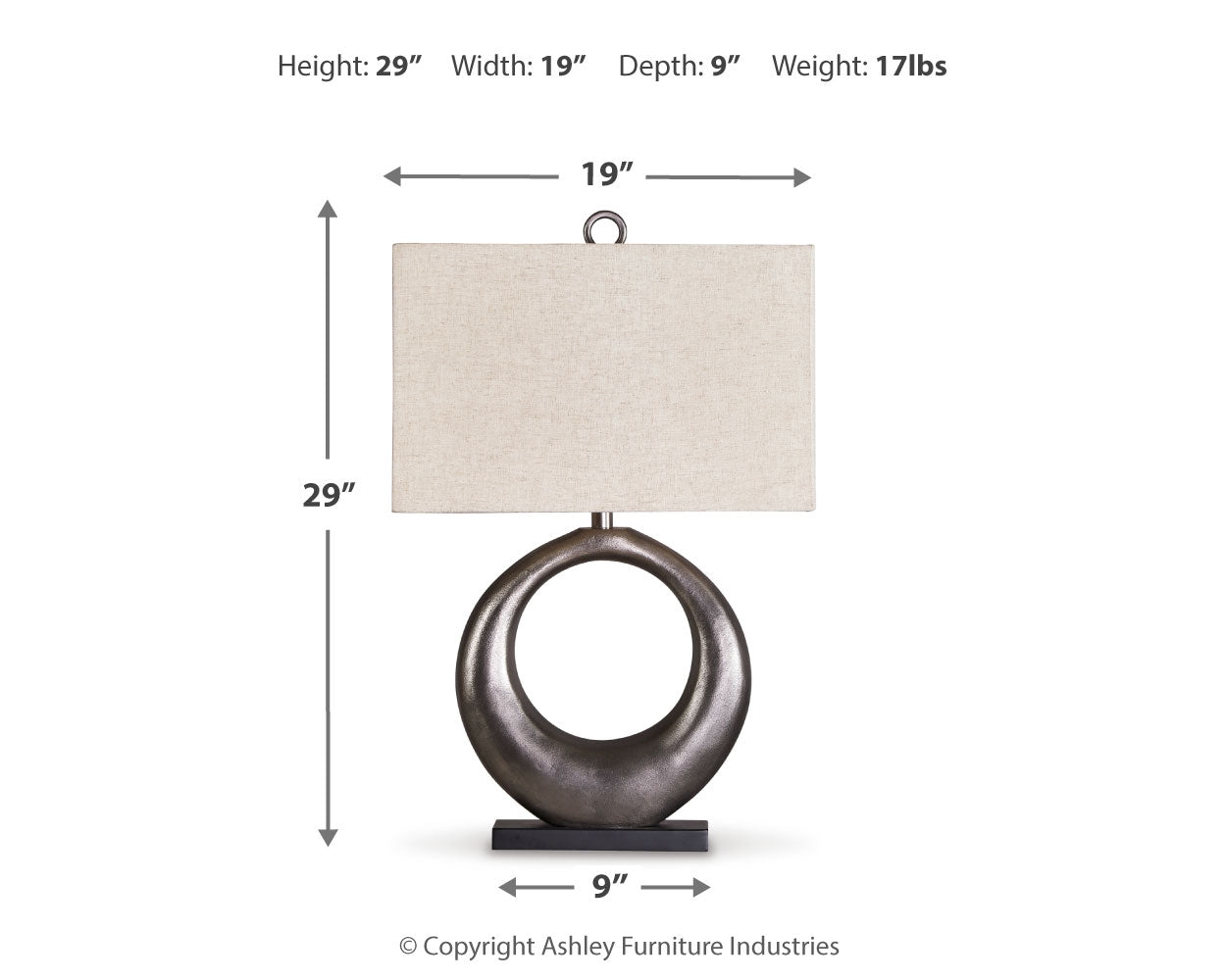Furniture City Laplace - Ashley Furniture - Saria Lighting - Metal Table Lamp (1/CN) - L207394