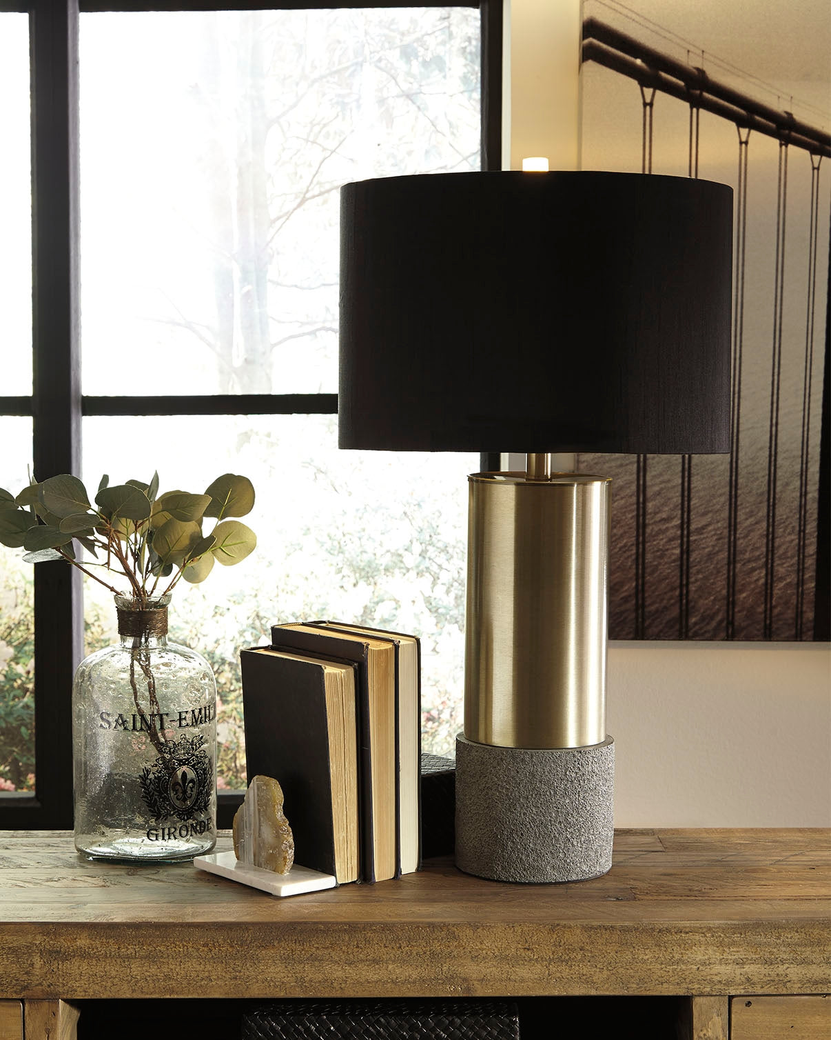 Furniture City Laplace - Ashley Furniture - Jacek Lighting - Metal Table Lamp (Set of 2) / Gray/Brass Finish - L243164