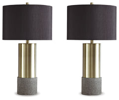 Furniture City Laplace - Ashley Furniture - Jacek Lighting - Metal Table Lamp (Set of 2) / Gray/Brass Finish - L243164