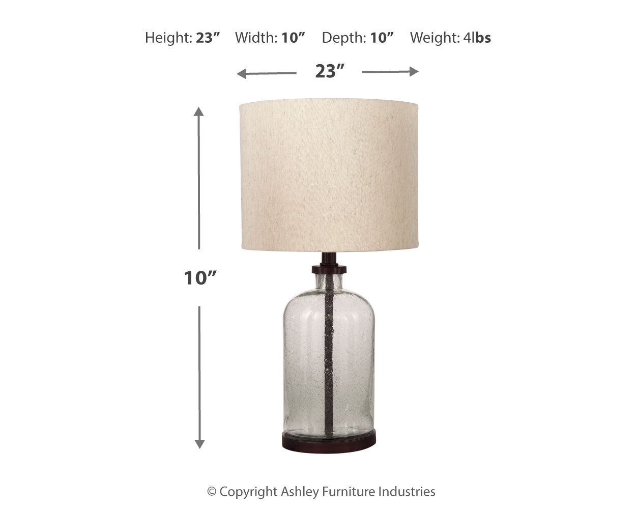Furniture City Laplace - Ashley Furniture - Bandile Lighting - Glass Table Lamp (1/CN) - L430674
