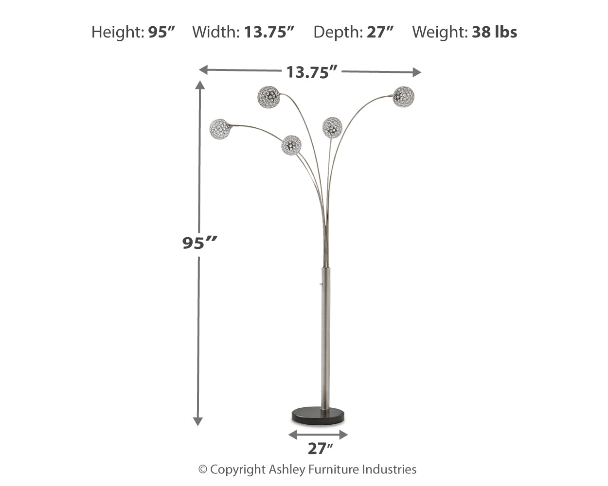 Furniture City Laplace - Ashley Furniture - Winter Lighting - Metal Arc Lamp (1/CN) - L725089
