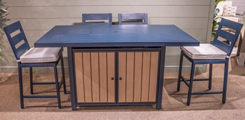Furniture City Laplace - Ashley Furniture - East Beach Outdoor - RECT Bar Table w/Fire Pit - PCP587-665