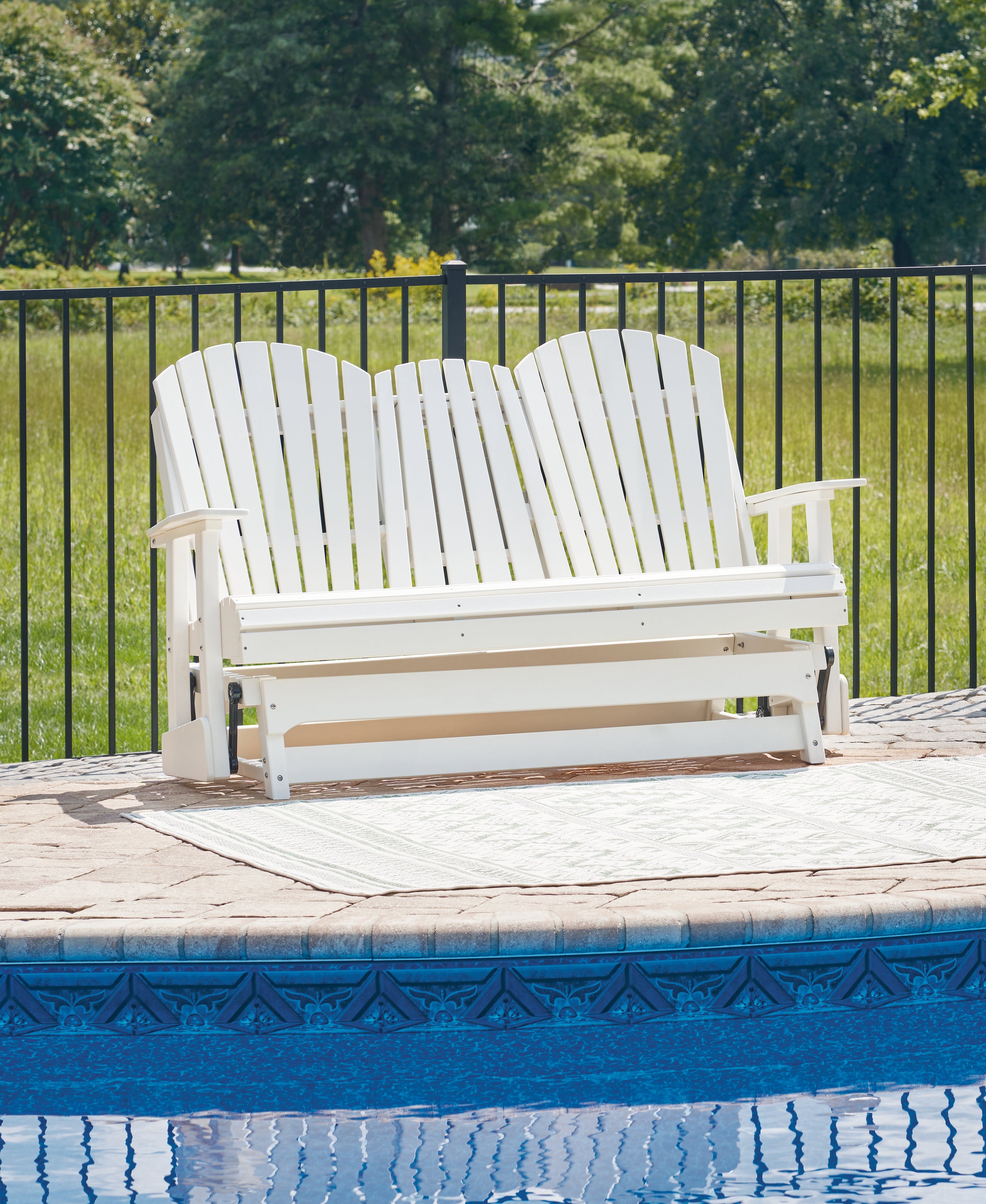 Furniture City Laplace - Ashley Furniture - Hyland Wave Outdoor Glider Loveseat - Glider Loveseat / White - P111-835