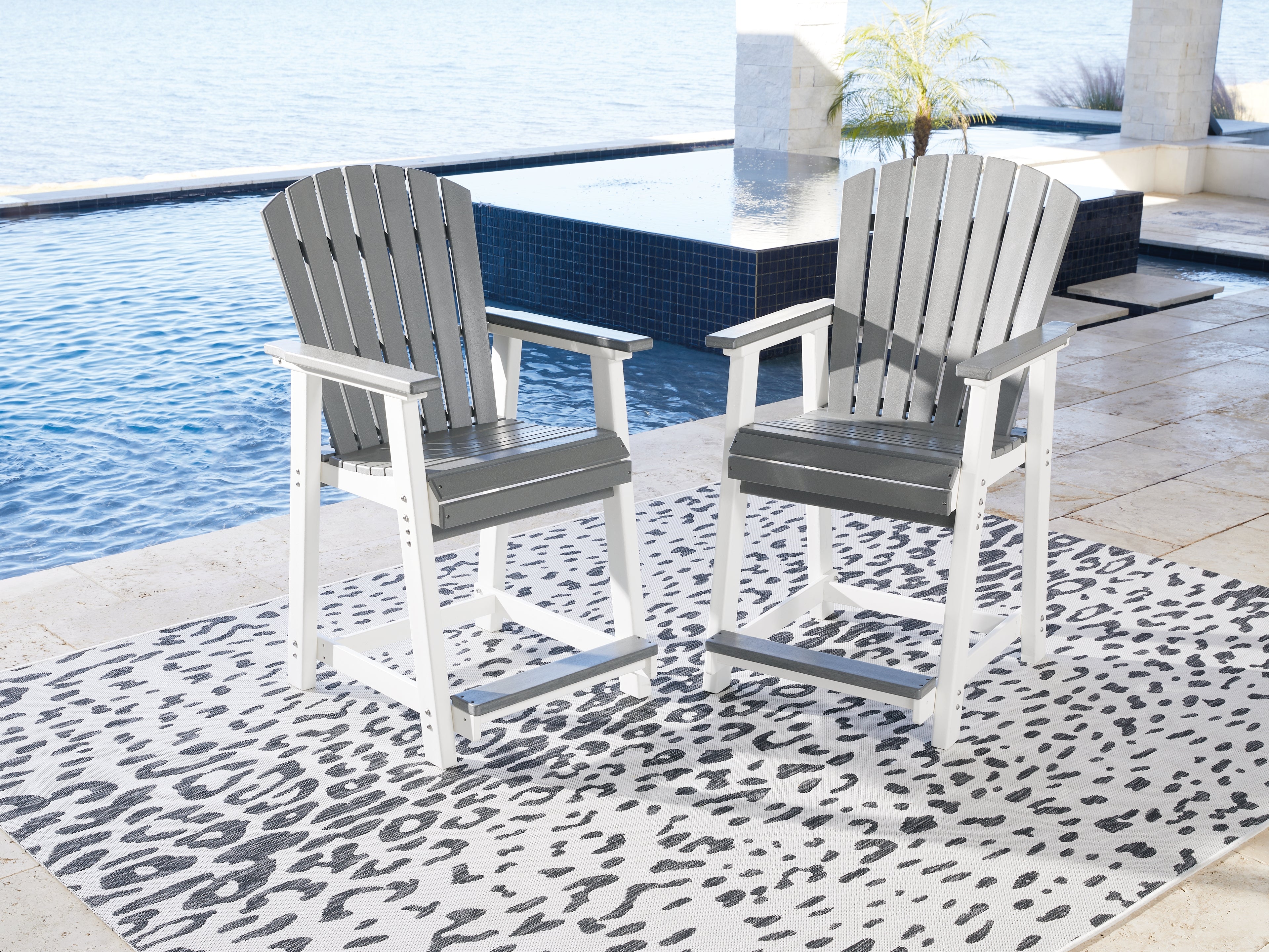 Furniture City Laplace - Ashley Furniture - Transville Outdoor - RECT COUNTER TABLE W/UMB OPT / Gray/White - P210-642