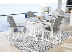 Furniture City Laplace - Ashley Furniture - Transville Outdoor Counter Height Dining Table with 4 Barstools - Outdoor Counter Height Dining Table with 4 Barstools / Gray/White - P210P5
