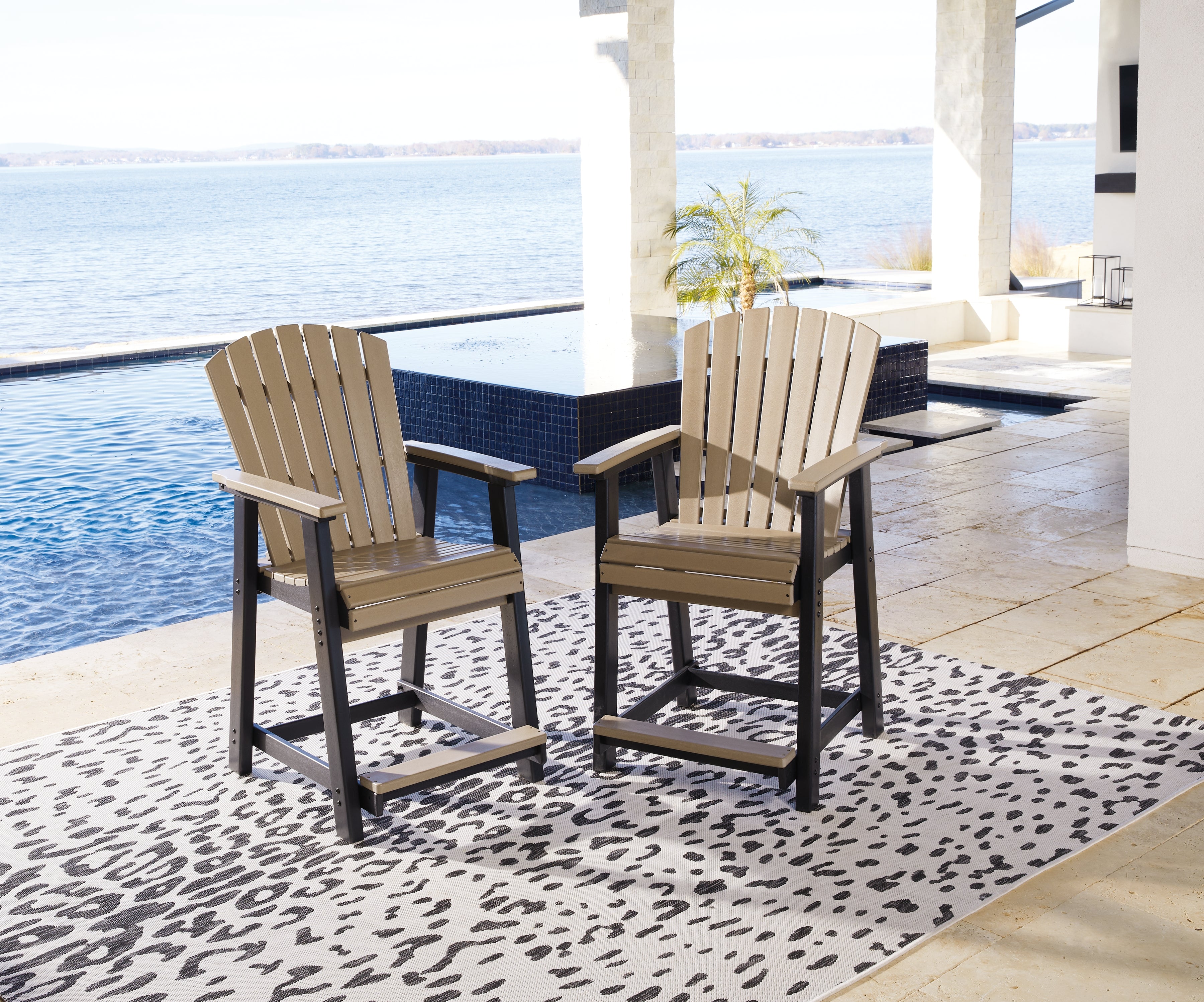 Furniture City Laplace - Ashley Furniture - Fairen Trail Outdoor - Barstool (Set of 2) / Black/Driftwood - P211-124