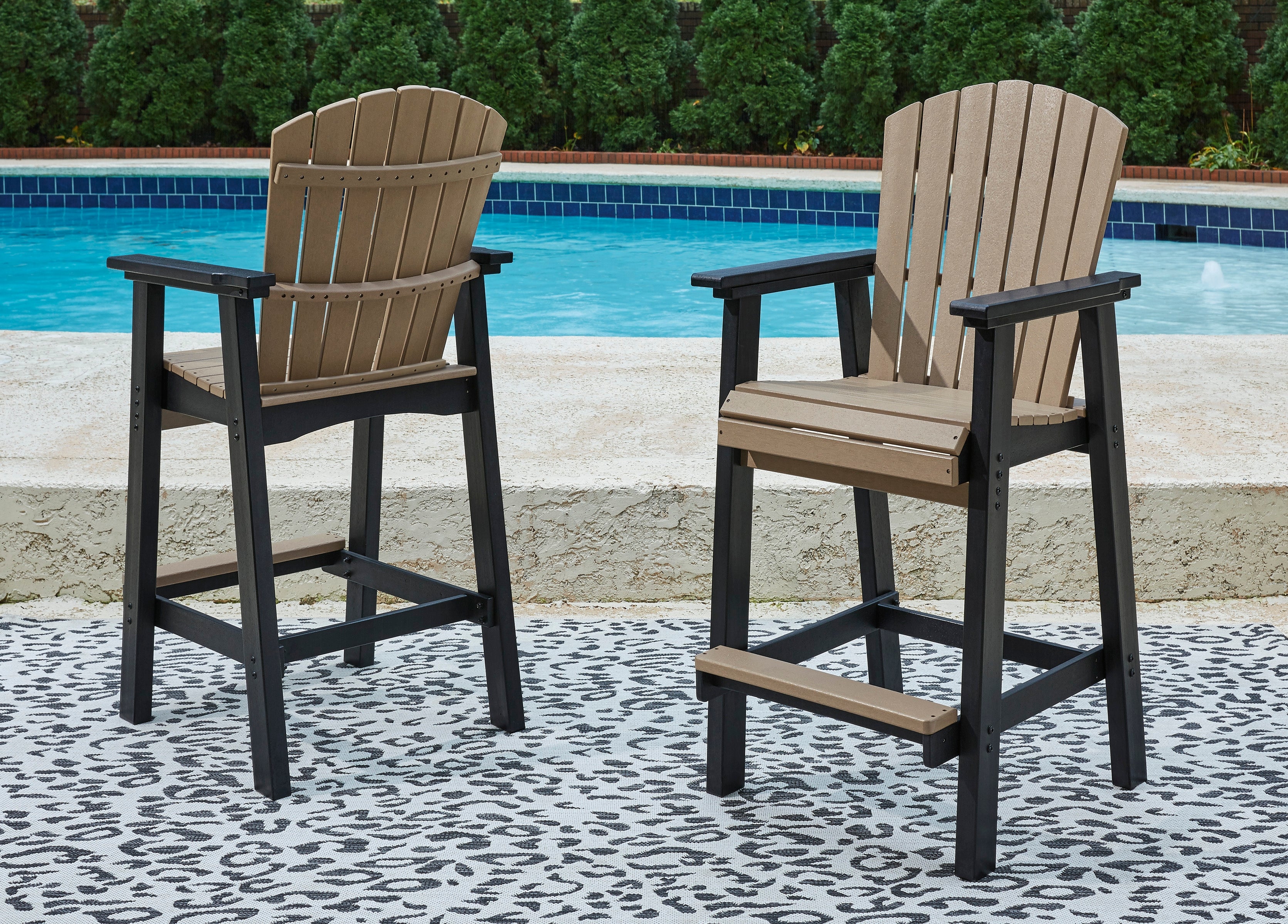 Furniture City Laplace - Ashley Furniture - Fairen Trail Outdoor - Square Counter TBL w/UMB OPT / Black/Driftwood - P211-632