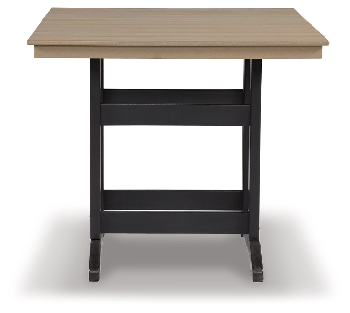 Furniture City Laplace - Ashley Furniture - Fairen Trail Outdoor - Square Counter TBL w/UMB OPT / Black/Driftwood - P211-632