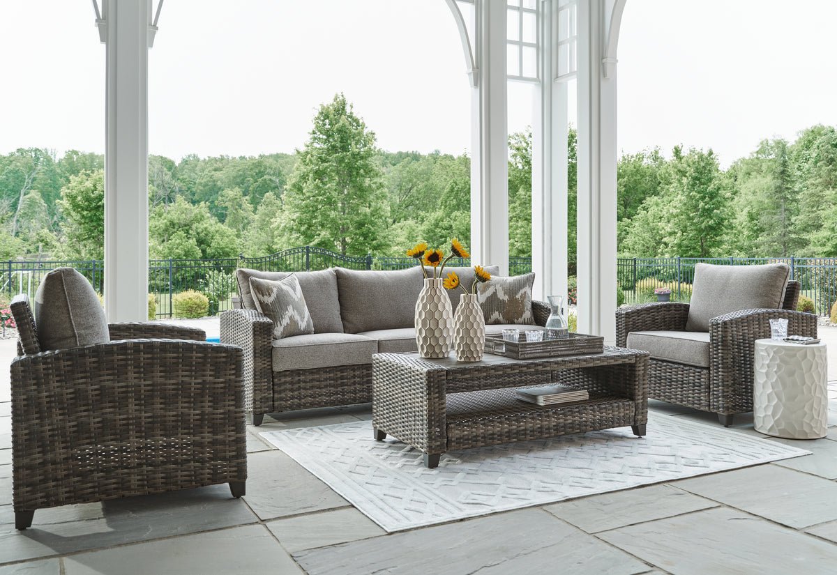 Furniture City Laplace - Ashley Furniture - Oasis Court Outdoor Sofa/Chairs/Table Set (Set of 4) - Sofa/Chairs/Table Set (4/CN) - P335-081