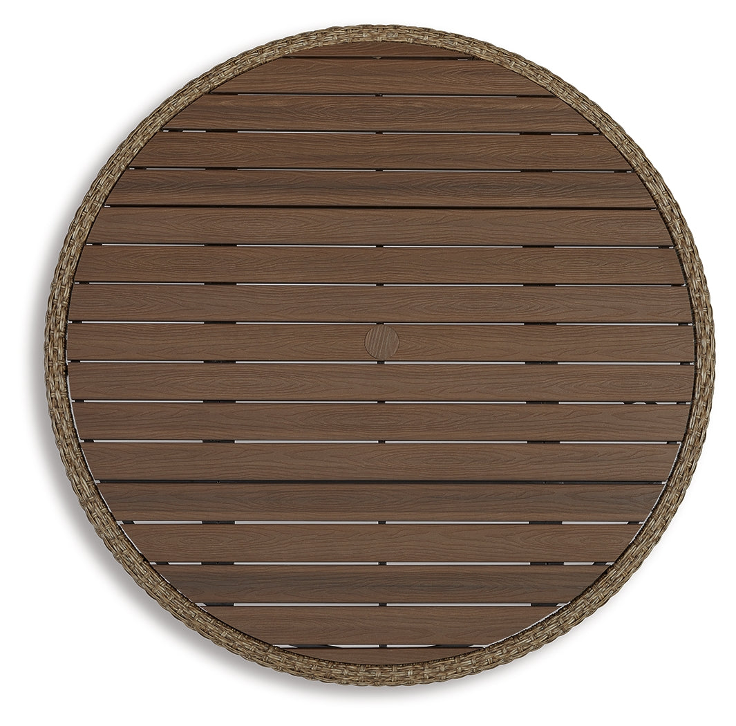 Furniture City Laplace - Ashley Furniture - Amaris Outdoor - Round Dining Table / Brown/Black - P369-615