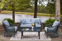 Furniture City Laplace - Ashley Furniture - Bridges Beach Outdoor Love/Chairs/Table Set (Set of 4) - Love/Chairs/Table Set (4/CN) - PCP391-080