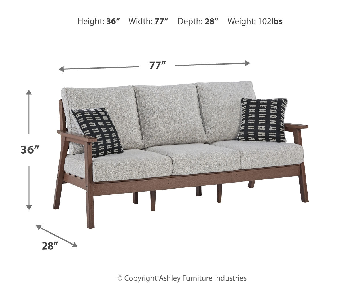 Furniture City Laplace - Ashley Furniture - Emmeline Outdoor - Sofa with Cushion / Brown/Beige - P420-838