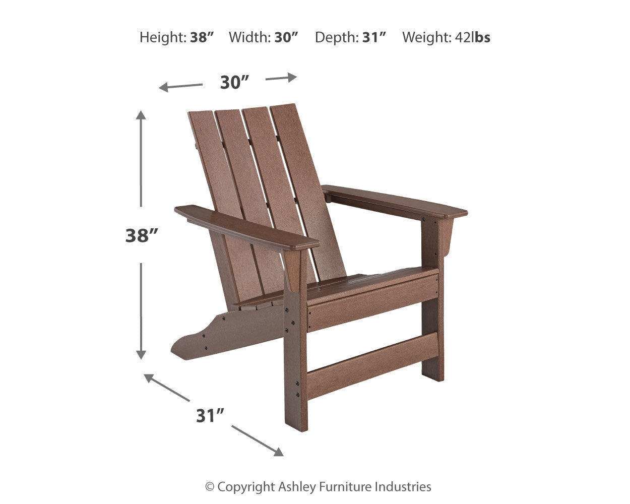 Furniture City Laplace - Ashley Furniture - Emmeline Outdoor - Adirondack Chair / Brown - P420-898
