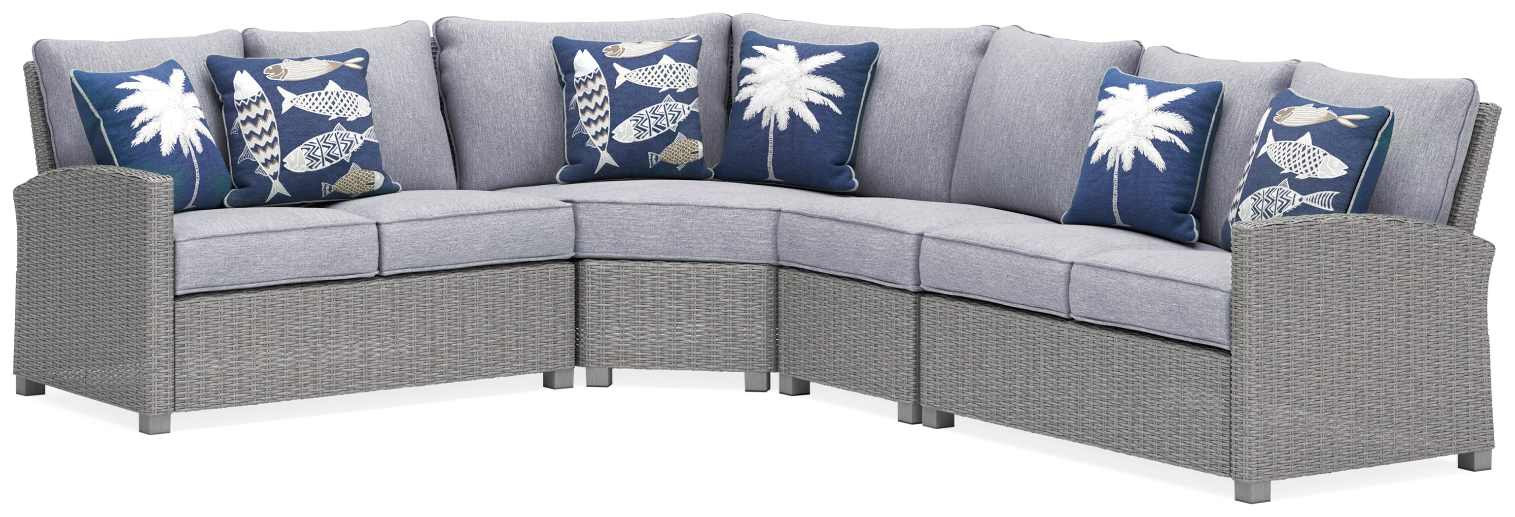Furniture City Laplace - Ashley Furniture - Naples Beach Outdoor - 4-Piece Outdoor Sectional / Light Gray - P439P2