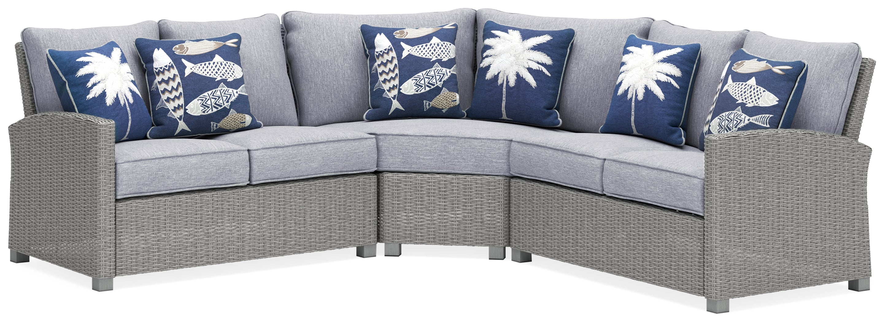 Furniture City Laplace - Ashley Furniture - Naples Beach Outdoor - 3-Piece Outdoor Sectional / Light Gray - P439P1