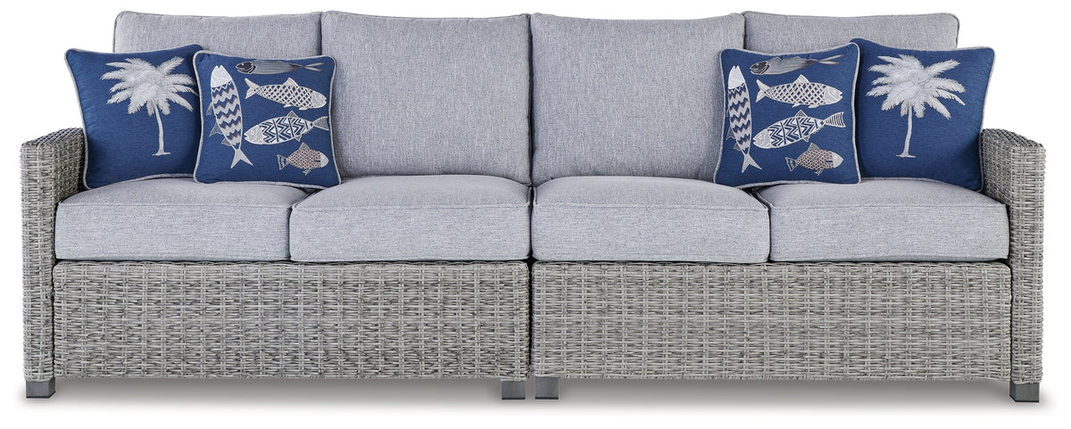 Furniture City Laplace - Ashley Furniture - Naples Beach Outdoor - Corner with Cushion (1/CN) / Light Gray - P439-877