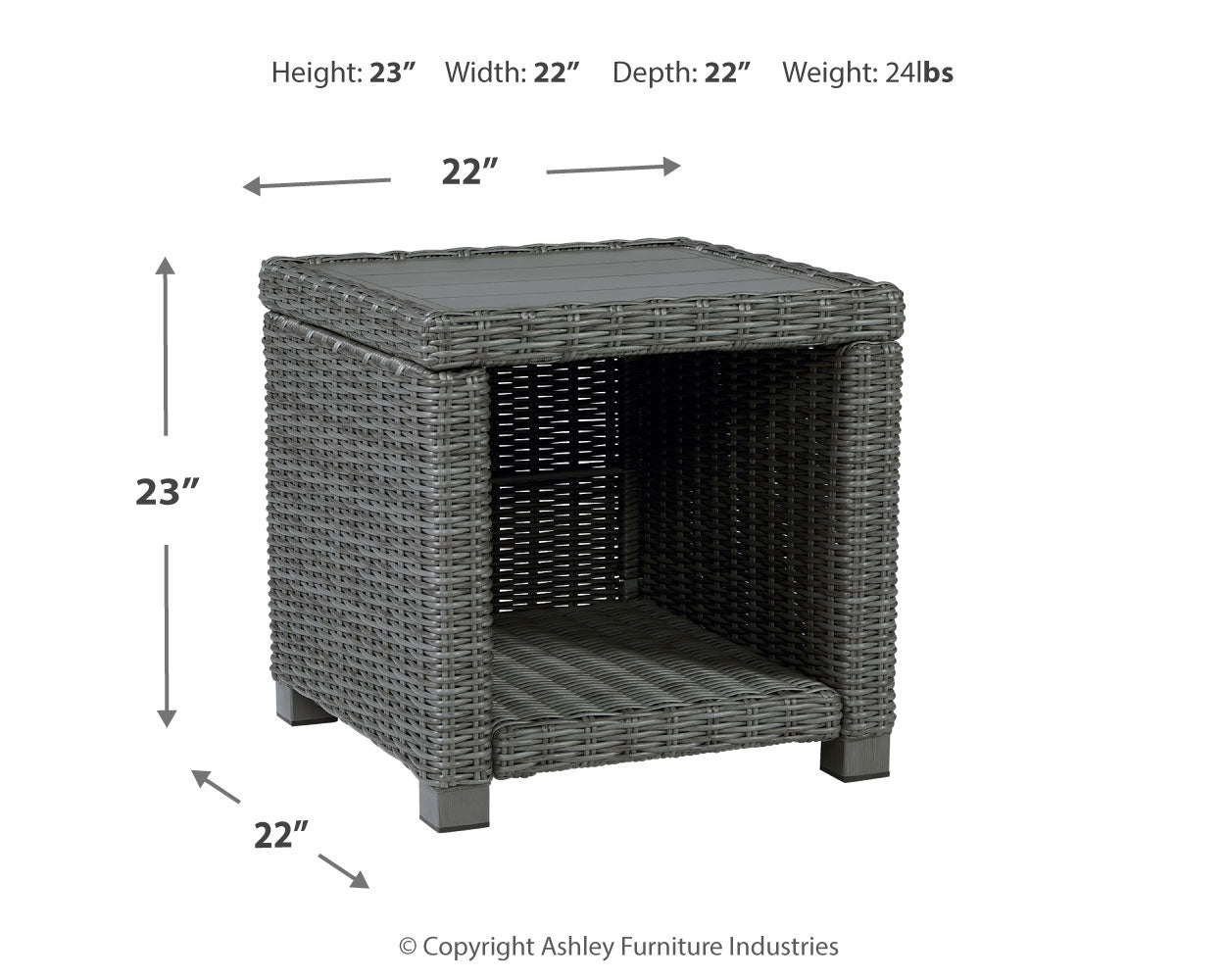 Furniture City Laplace - Ashley Furniture - Elite Park Outdoor - Square End Table / Gray - P518-702