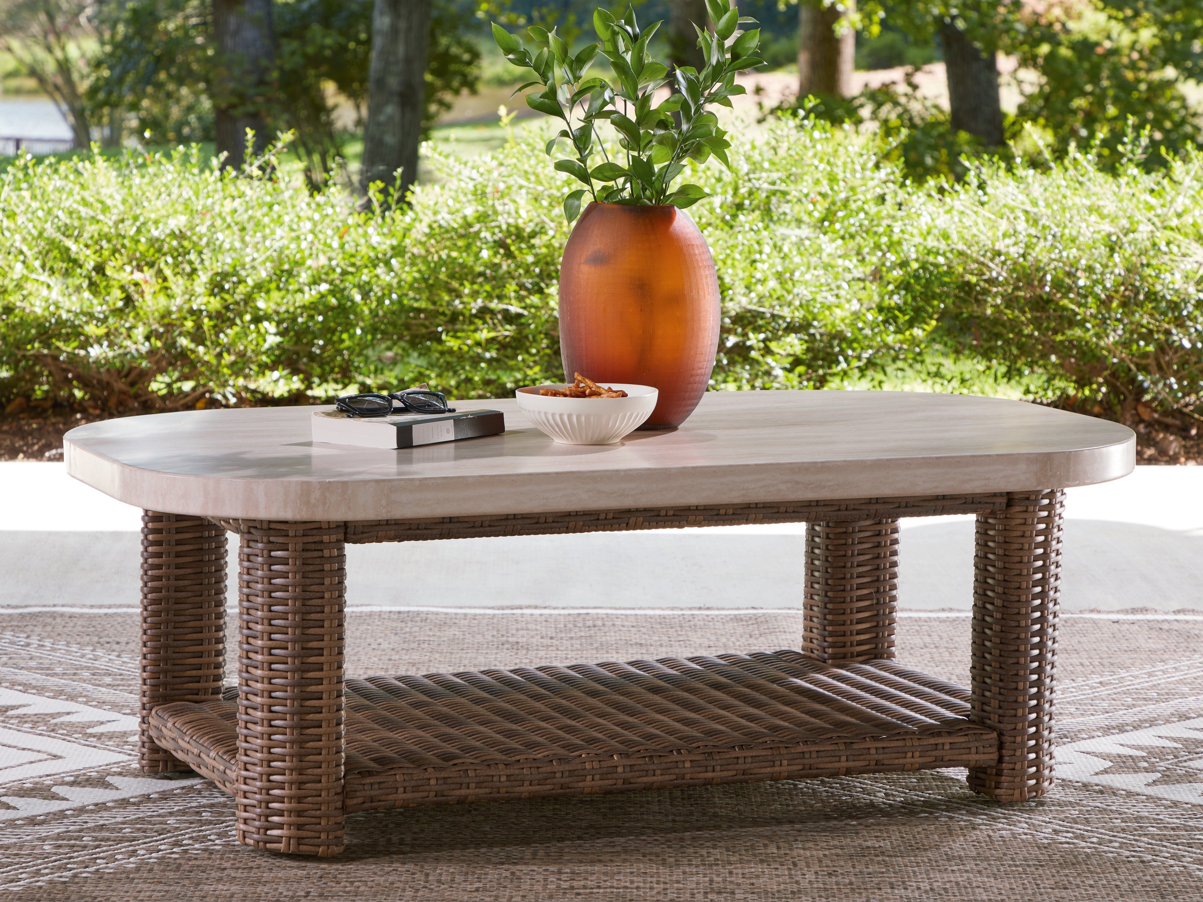 Furniture City Laplace - Ashley Furniture - Dolan Creek Outdoor Coffee Table - Rectangular Cocktail Table - PCP610-701