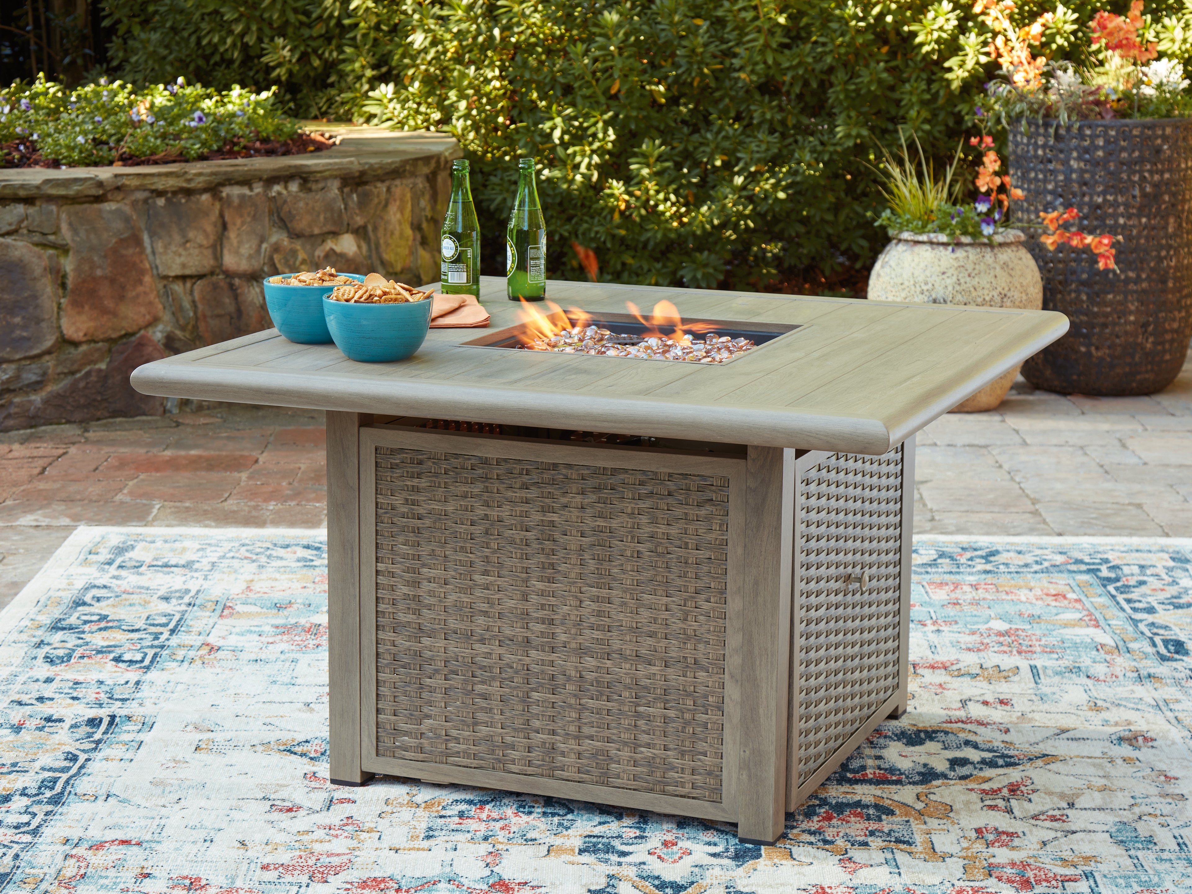 Furniture City Laplace - Ashley Furniture - Cliff Trails Outdoor - Square Fire Pit Table - PCP690-772