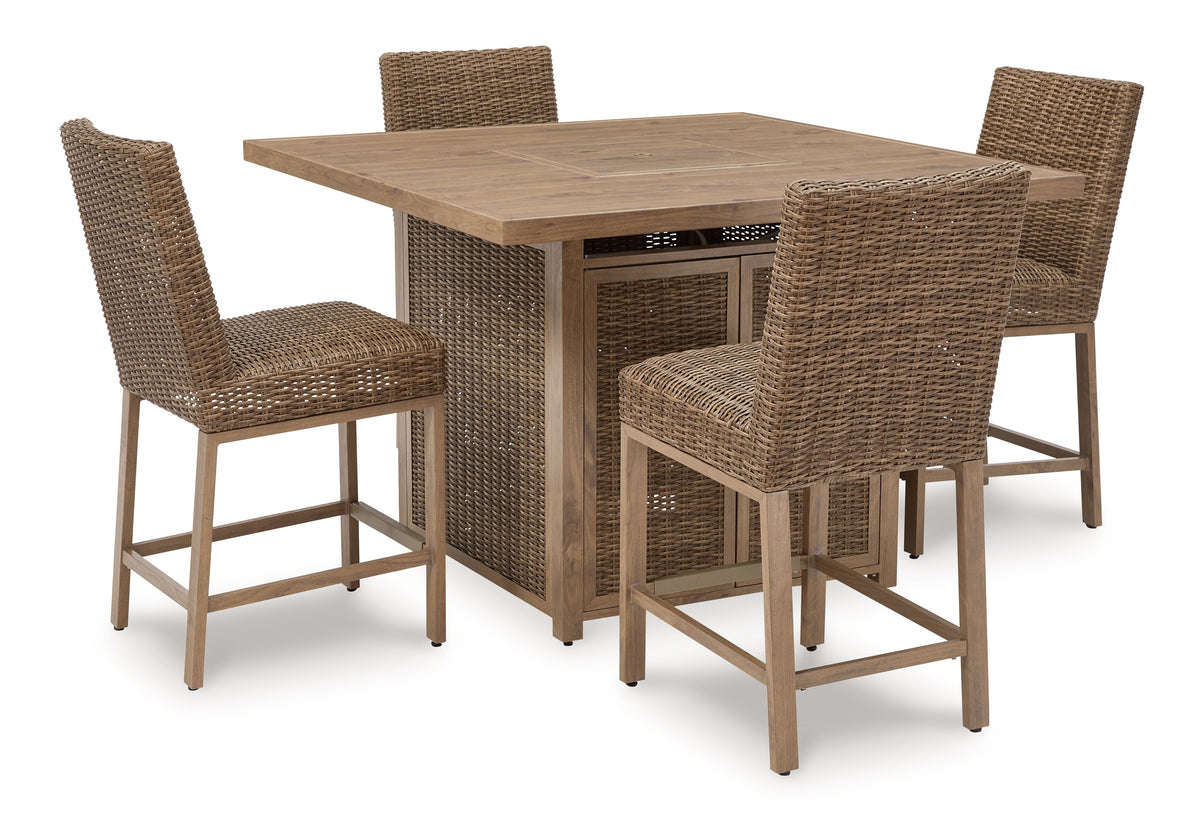 Furniture City Laplace - Ashley Furniture - Walton Bridge Outdoor Bar Table and 4 Barstools - Outdoor Bar Table and 4 Barstools - P749P1