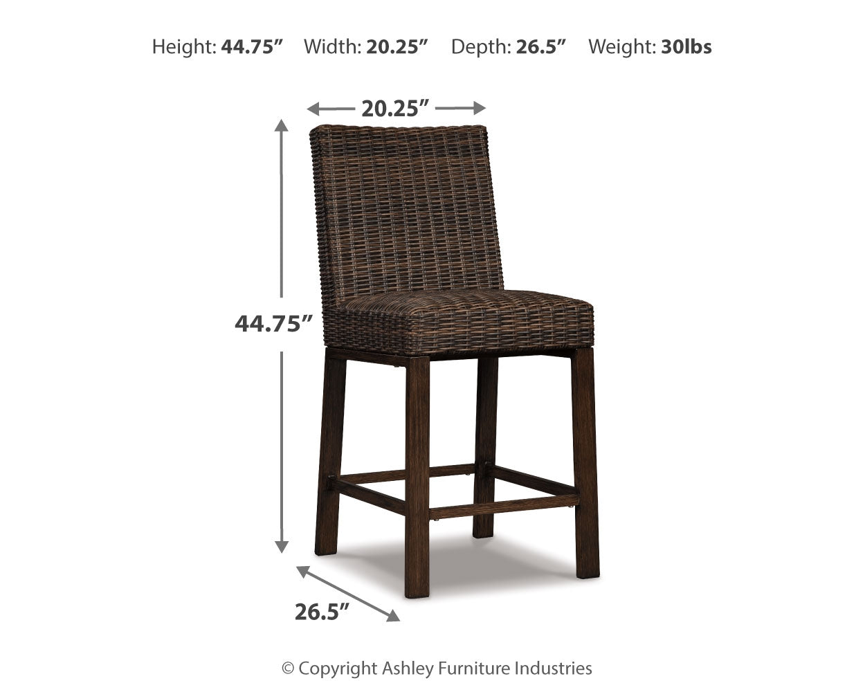 Furniture City Laplace - Ashley Furniture - Paradise Trail Outdoor - Outdoor Counter Height Dining Table with 4 Barstools / Medium Brown - P750P5