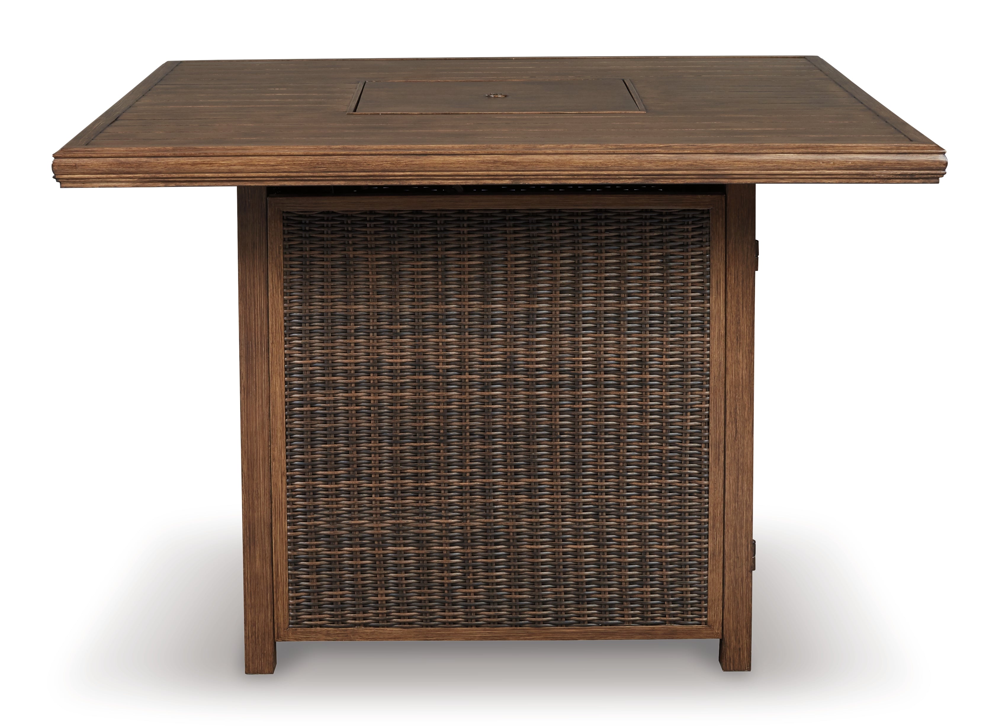 Furniture City Laplace - Ashley Furniture - Paradise Trail Outdoor - Square Bar Table w/Fire Pit / Medium Brown - P750-665