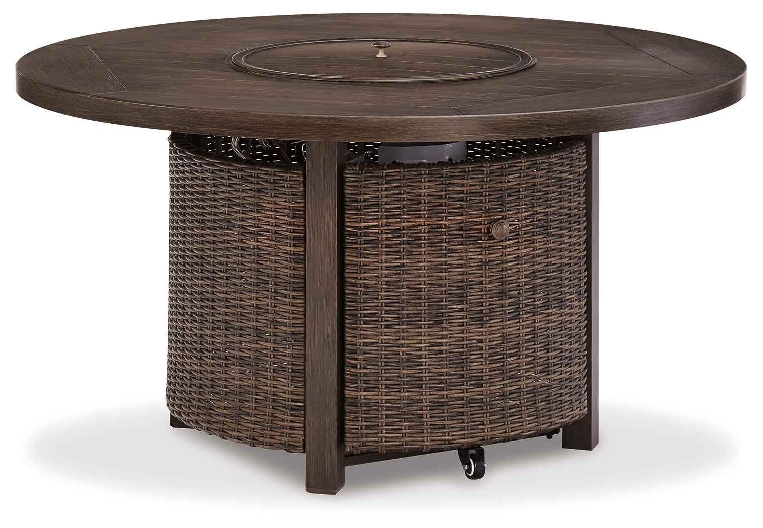 Furniture City Laplace - Ashley Furniture - Paradise Trail Outdoor - Round Fire Pit Table / Medium Brown - P750-776