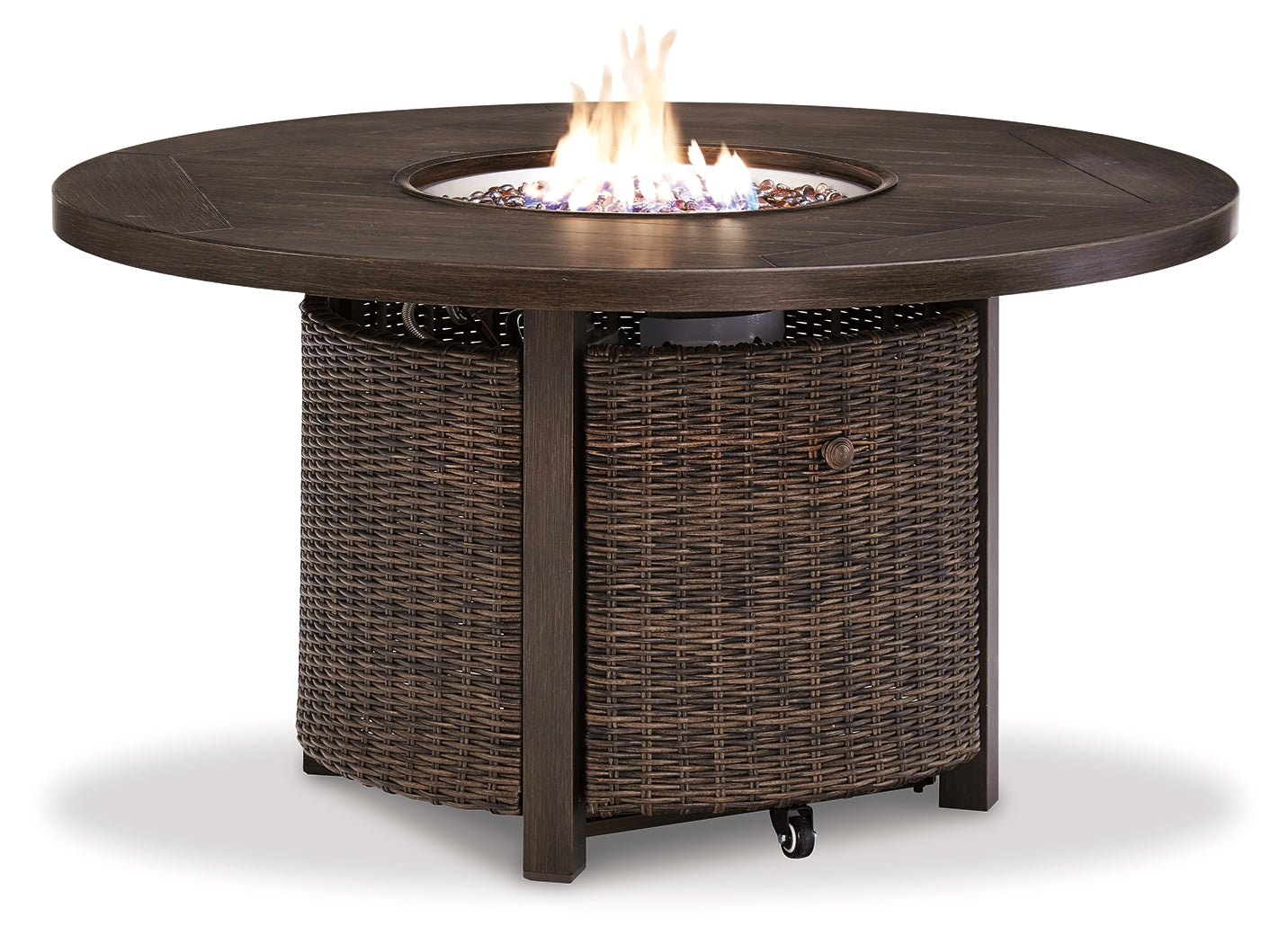 Furniture City Laplace - Ashley Furniture - Paradise Trail Outdoor - Round Fire Pit Table / Medium Brown - P750-776