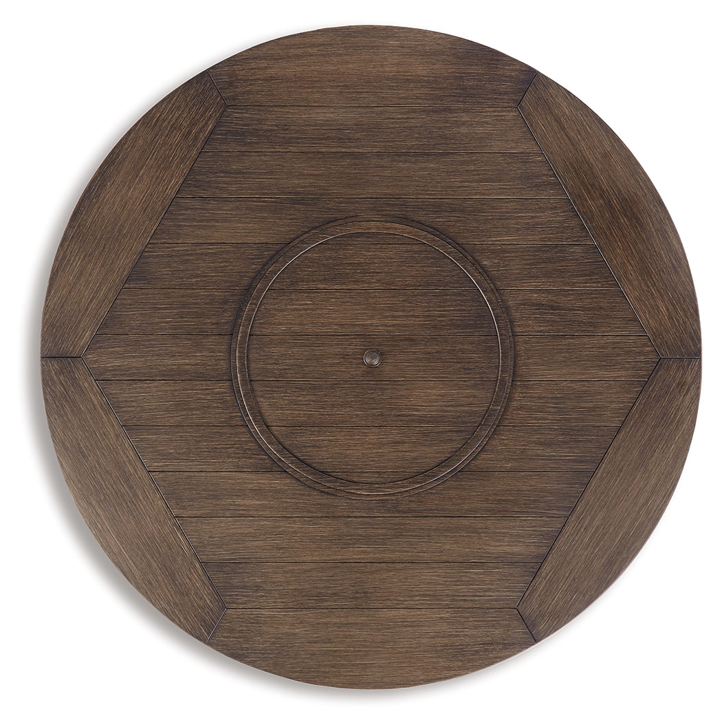 Furniture City Laplace - Ashley Furniture - Paradise Trail Outdoor - Round Fire Pit Table / Medium Brown - P750-776