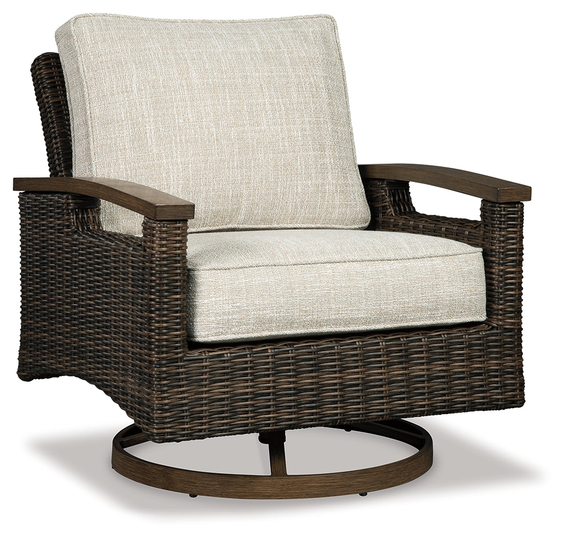 Furniture City Laplace - Ashley Furniture - Paradise Trail Outdoor - Swivel Lounge Chair (Set of 2) / Medium Brown - P750-821