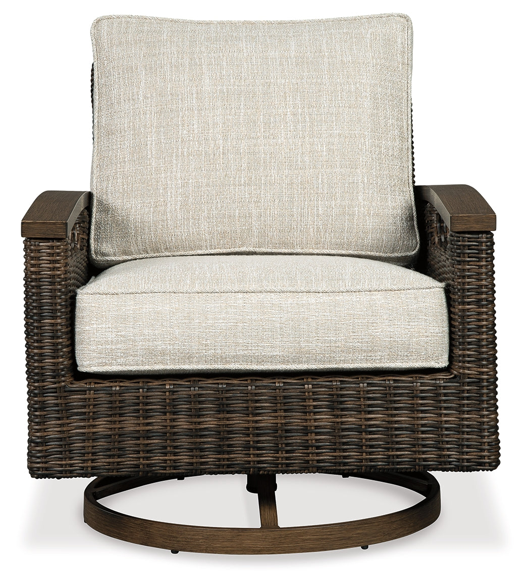 Furniture City Laplace - Ashley Furniture - Paradise Trail Outdoor - Swivel Lounge Chair (Set of 2) / Medium Brown - P750-821