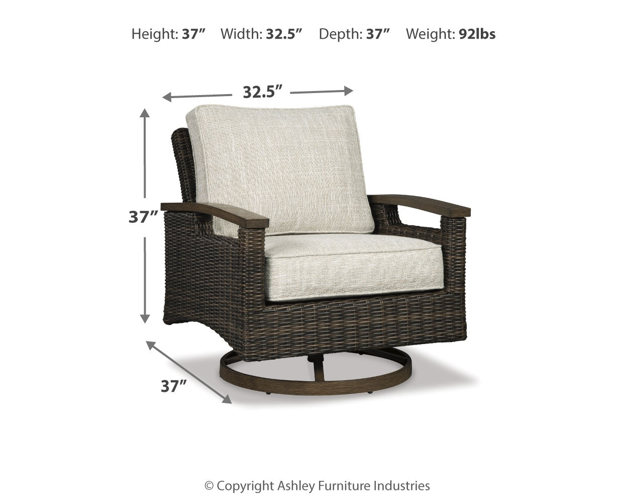 Furniture City Laplace - Ashley Furniture - Paradise Trail Outdoor - Swivel Lounge Chair (Set of 2) / Medium Brown - P750-821